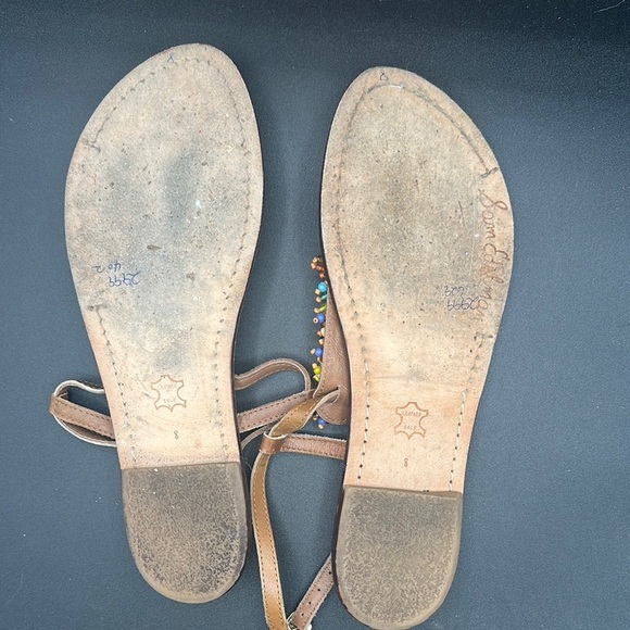 Sam Edelman Gabrielle Beaded Thong  Orange Multi T-Strap Sandals size 8 - Picture 3 of 4